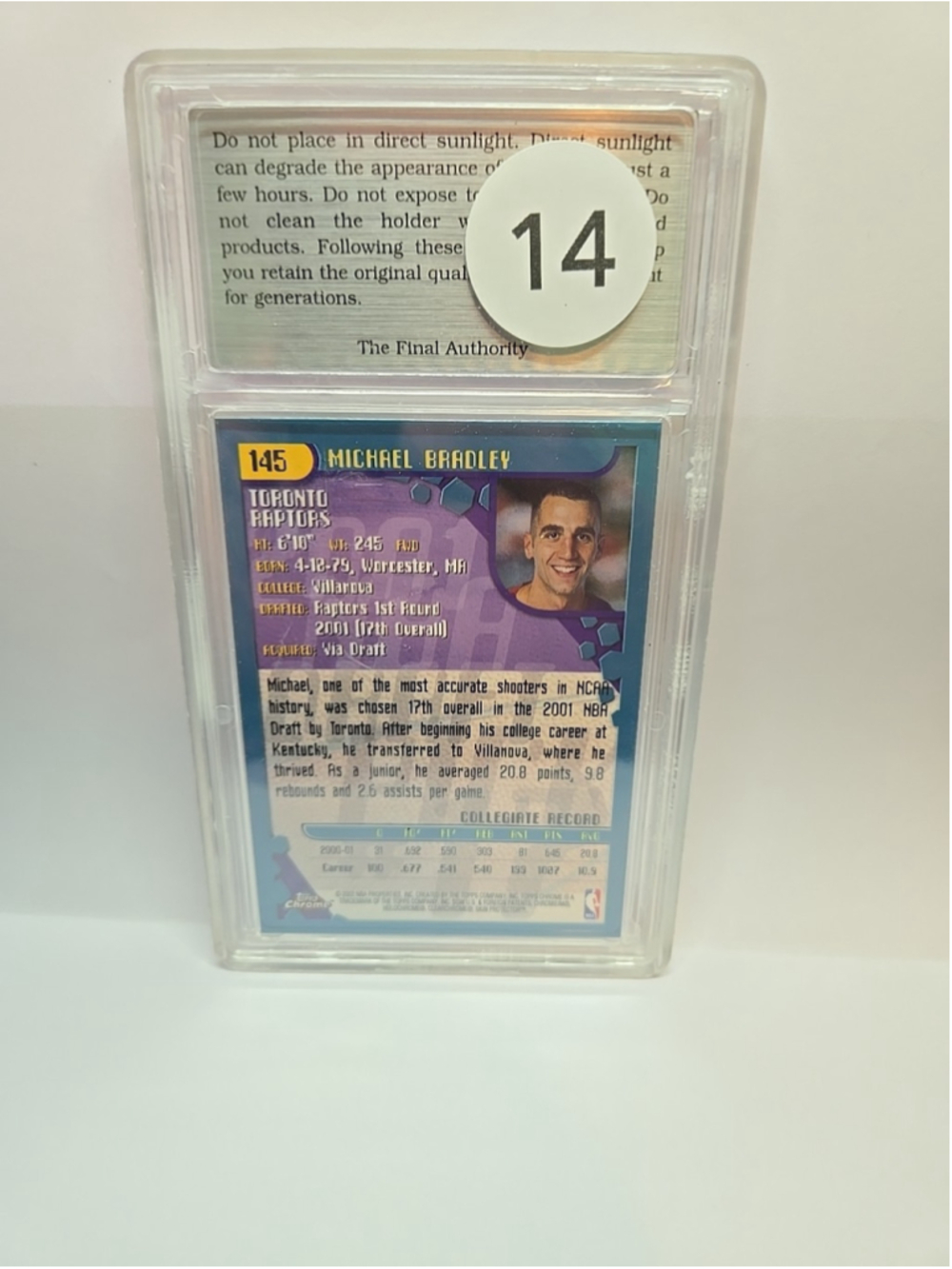 2001-02 Topps Chrome Michael Bradley #145 Rookie Toronto Raptors Mint 9 - Picture 2 of 2